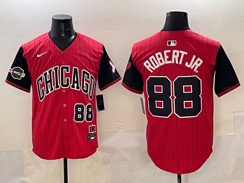 Men Chicago White Sox #88 Robert jr Red Stripe Joint Name 2025 Nike MLB Jersey style 2->chicago white sox->MLB Jersey